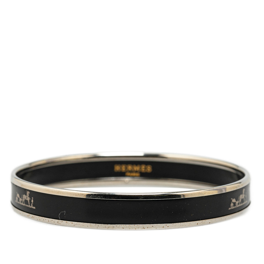 Hermès Narrow Enamel Caleche Bracelet 65 Black - GABY PARIS