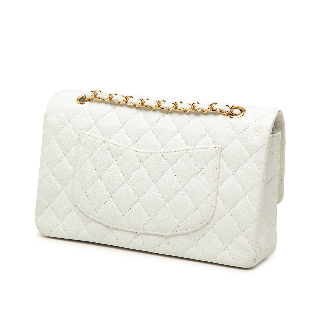 Classic Double rabat Moyen Cuir caviar Blanc