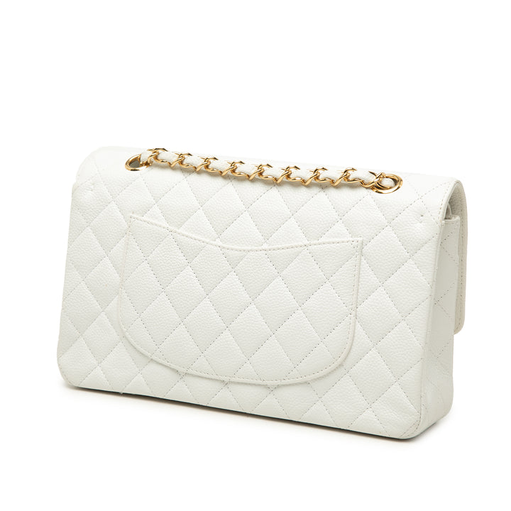 Classic Double rabat Moyen Cuir caviar Blanc