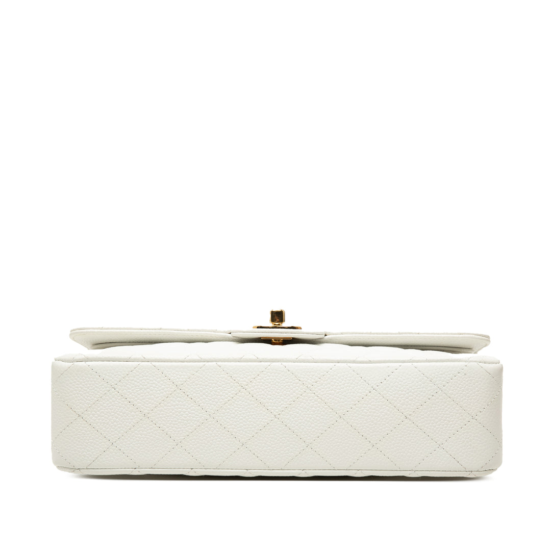 Classic Double rabat Moyen Cuir caviar Blanc