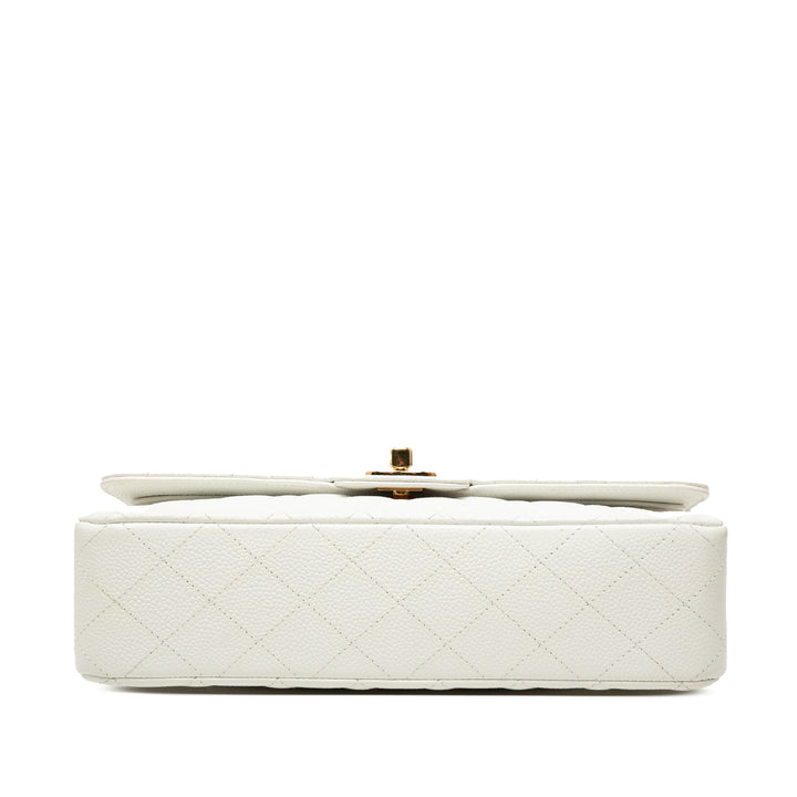 Classic Double rabat Moyen Cuir caviar Blanc