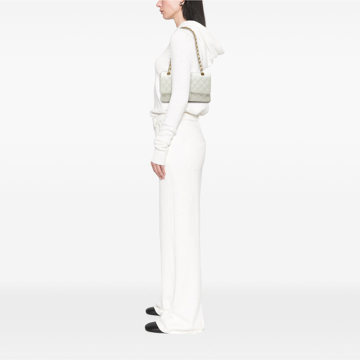 Classic Double rabat Moyen Cuir caviar Blanc