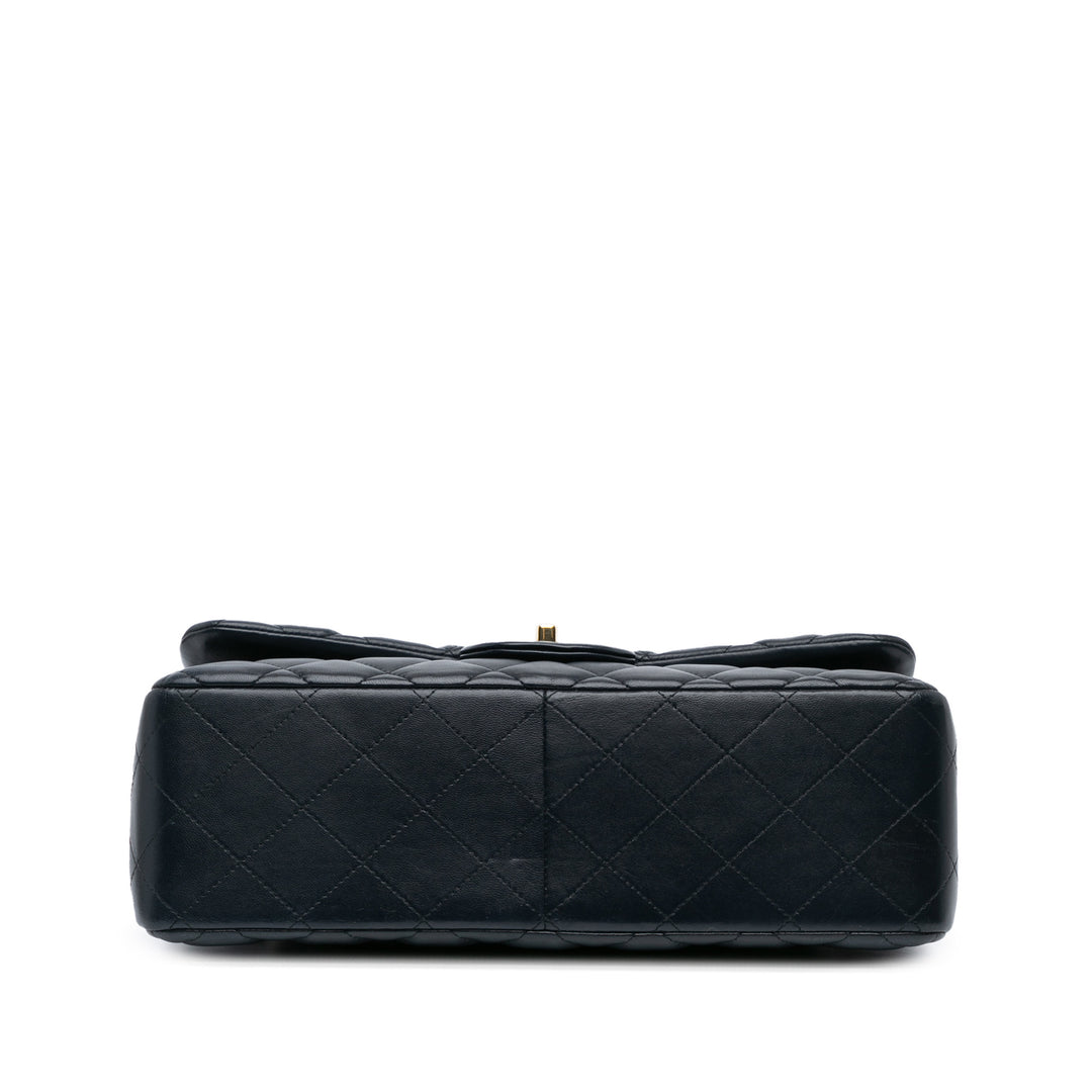 Jumbo Classic Lambskin Double Flap Black - Gaby Paris