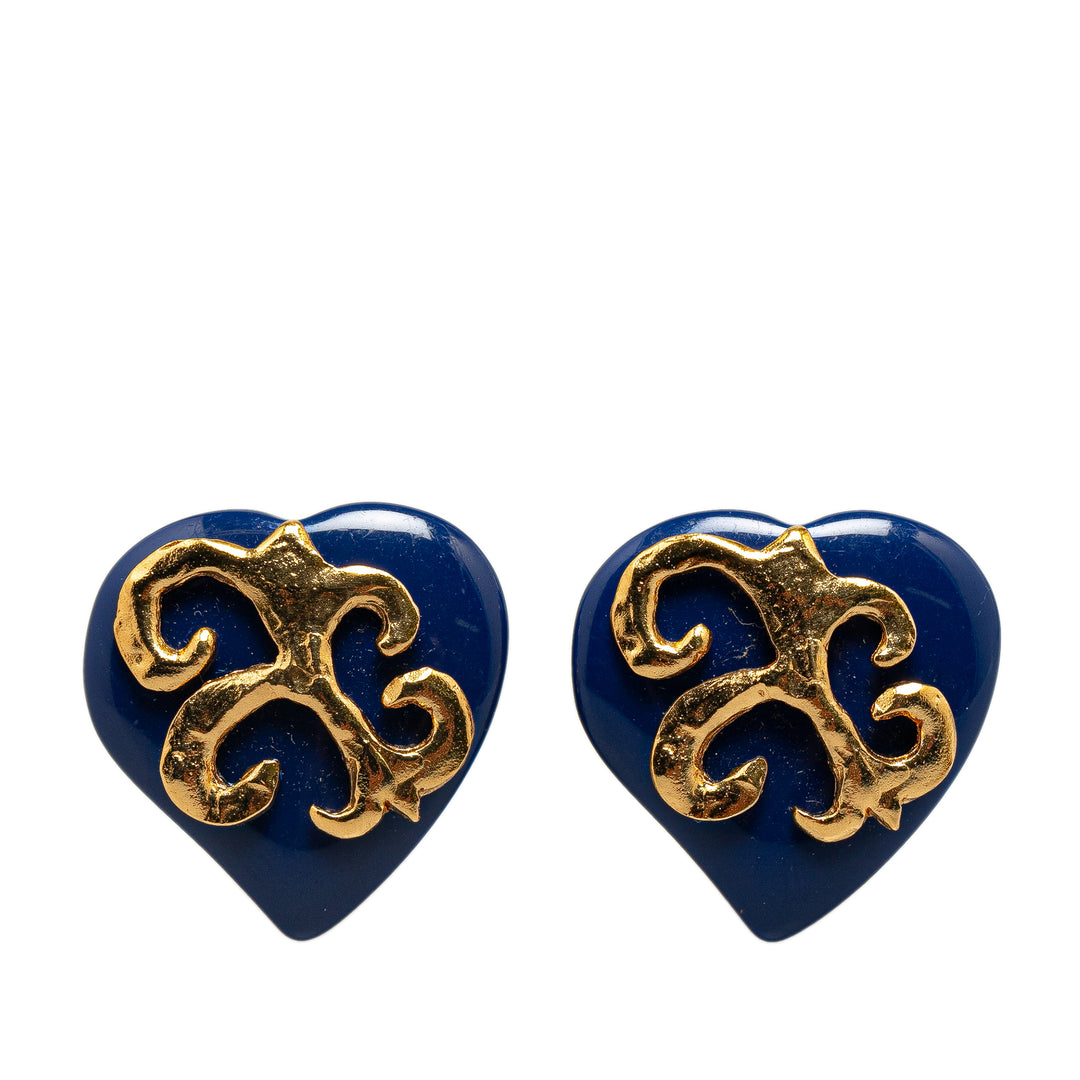 Resin Heart Clip On Earrings Blue - Gaby Paris