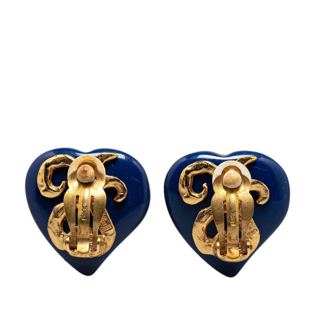 Resin Heart Clip On Earrings Blue - Gaby Paris