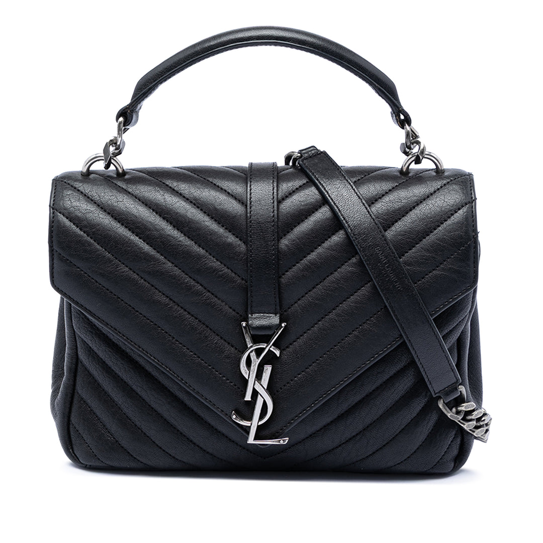 Saint Laurent Medium Chevron Sheepskin Monogram College Sac