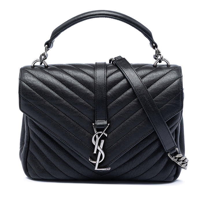 Saint Laurent Medium Chevron Sheepskin Monogram College Sac