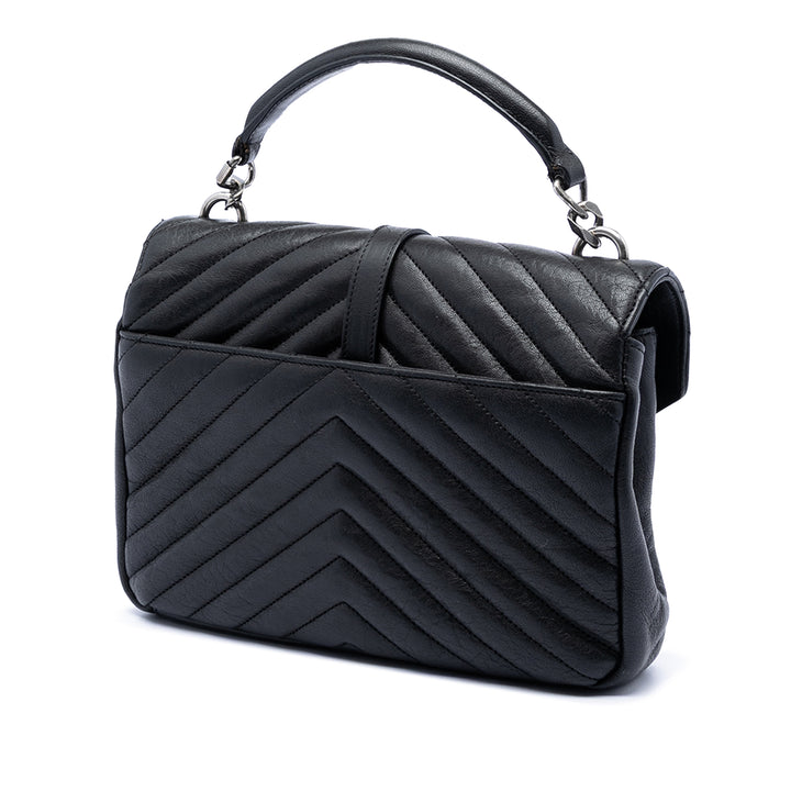 Saint Laurent Medium Chevron Sheepskin Monogram College Sac