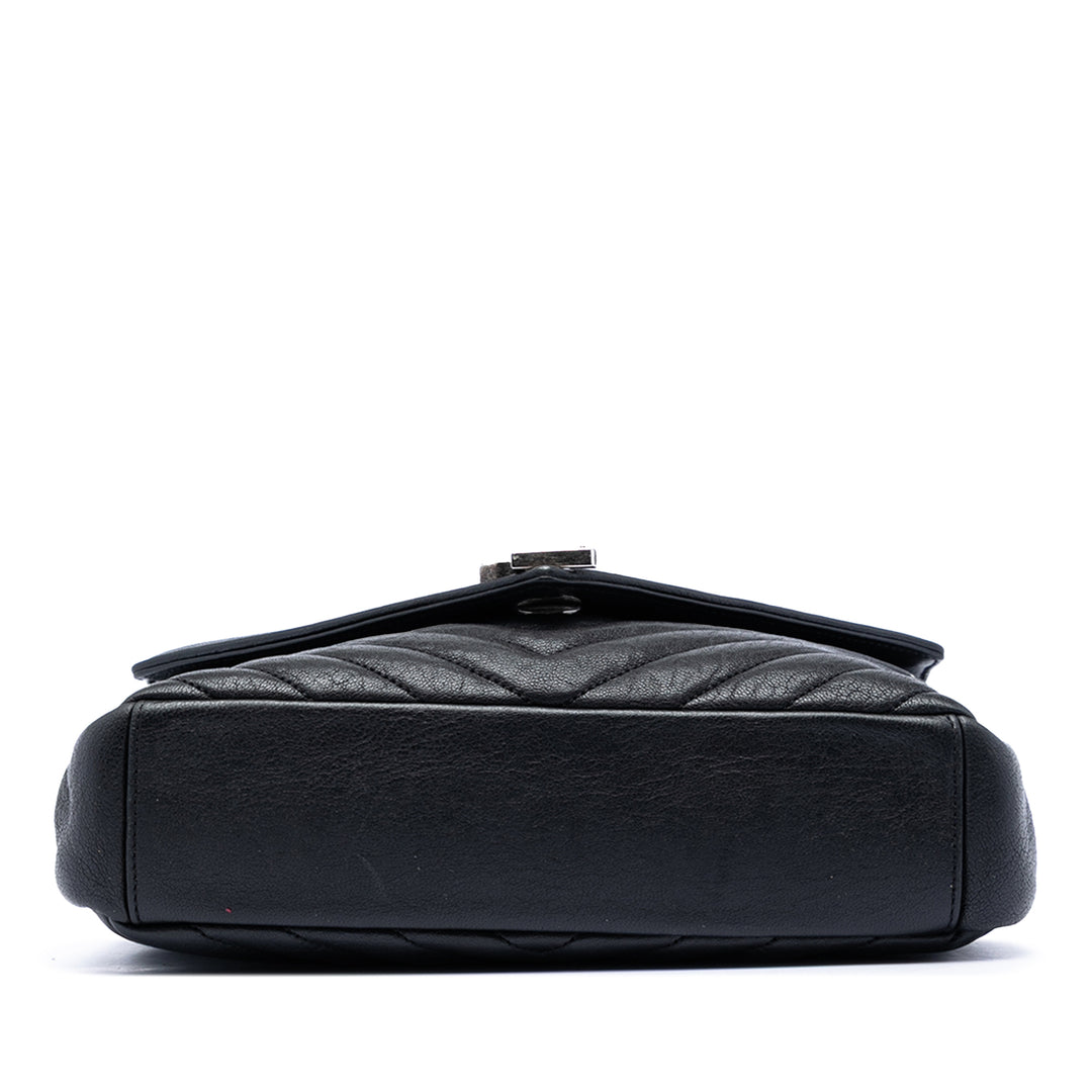 Saint Laurent Medium Chevron Sheepskin Monogram College Sac