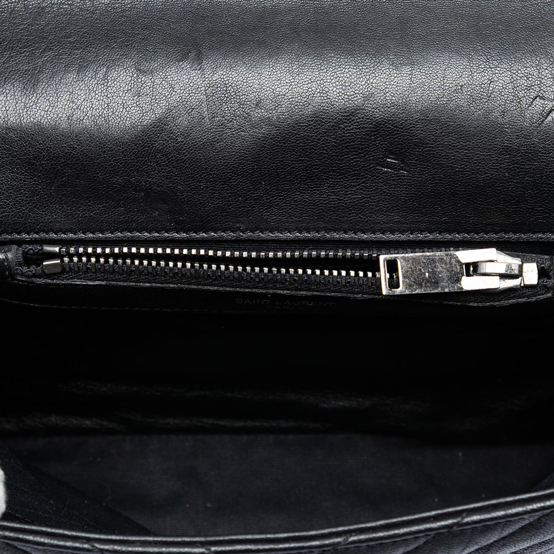 Saint Laurent Medium Chevron Sheepskin Monogram College Sac