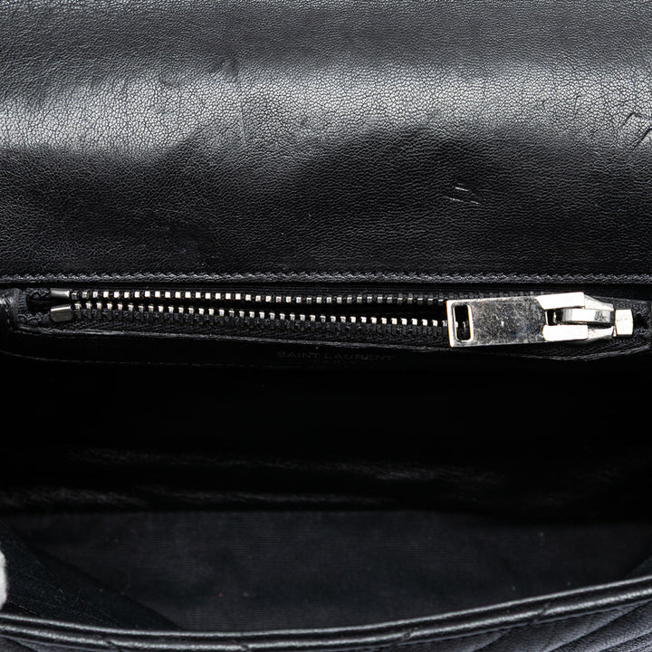 Saint Laurent Medium Chevron Sheepskin Monogram College Sac