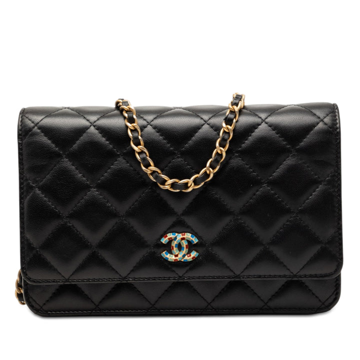 Chanel CC Matelassé Cuir d’agneau Mosaic Wallet on Chain
