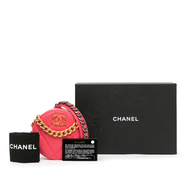 Chanel Lambskin 19 Round Clutch with Chain Pink - GABY PARIS