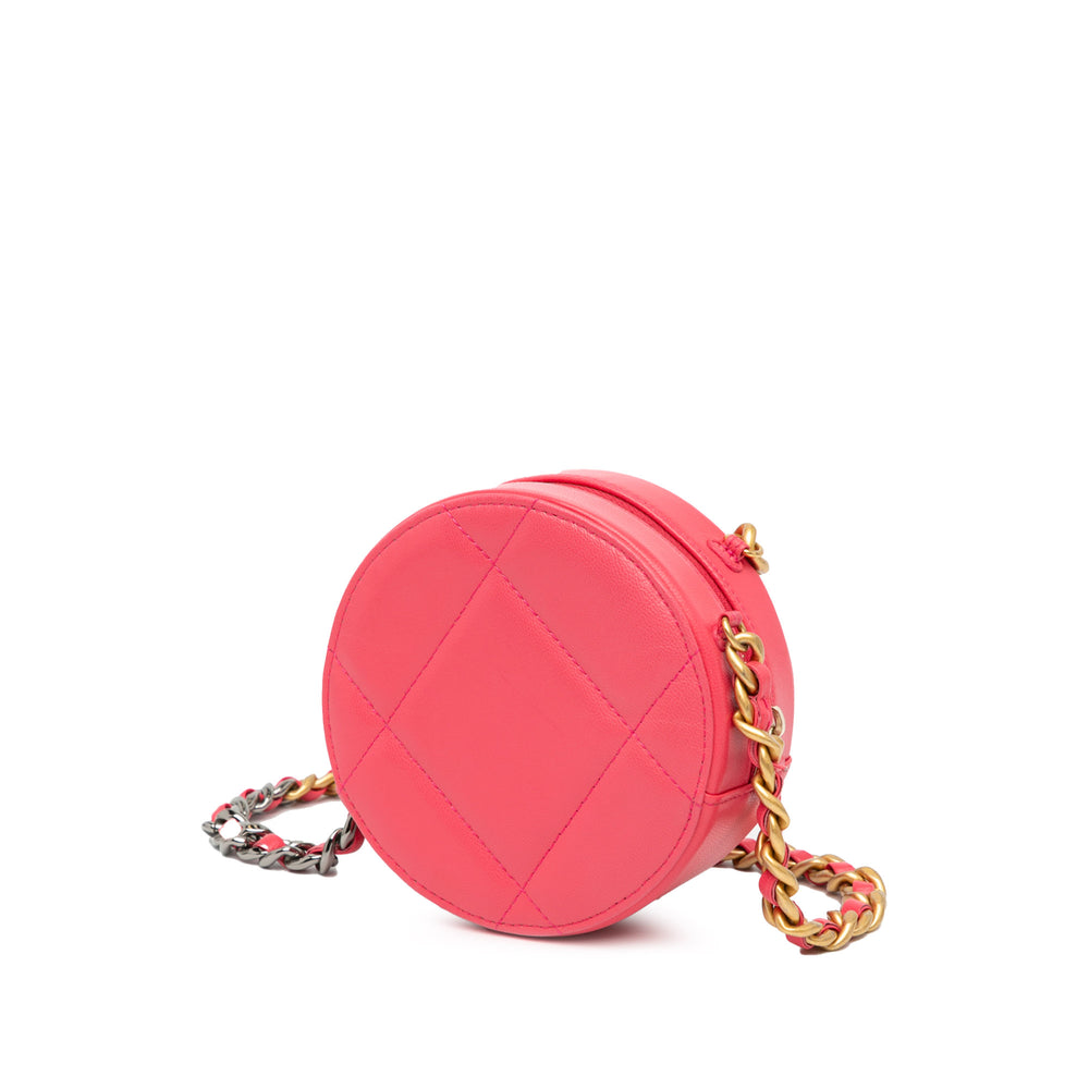 Lambskin 19 Round Clutch with Chain Pink - Gaby Paris