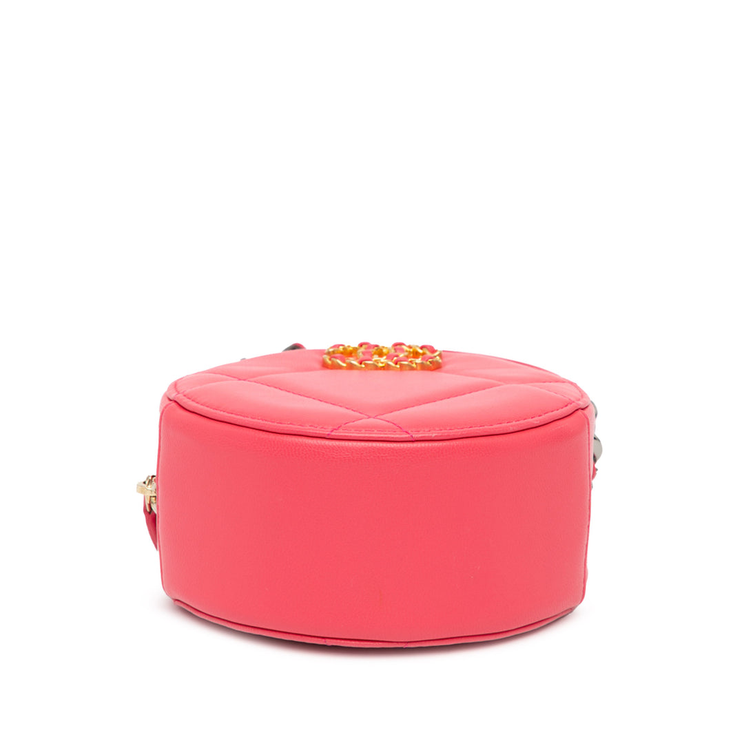 Lambskin 19 Round Clutch with Chain Pink - Gaby Paris