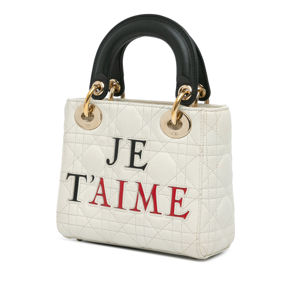 Mini Lambskin Cannage DiorAmour Chinese Valentines Lady Dior White - Gaby Paris