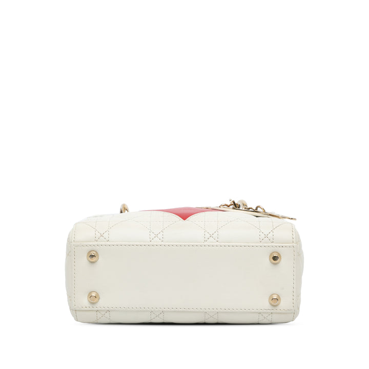 Mini Lambskin Cannage DiorAmour Chinese Valentines Lady Dior White - Gaby Paris