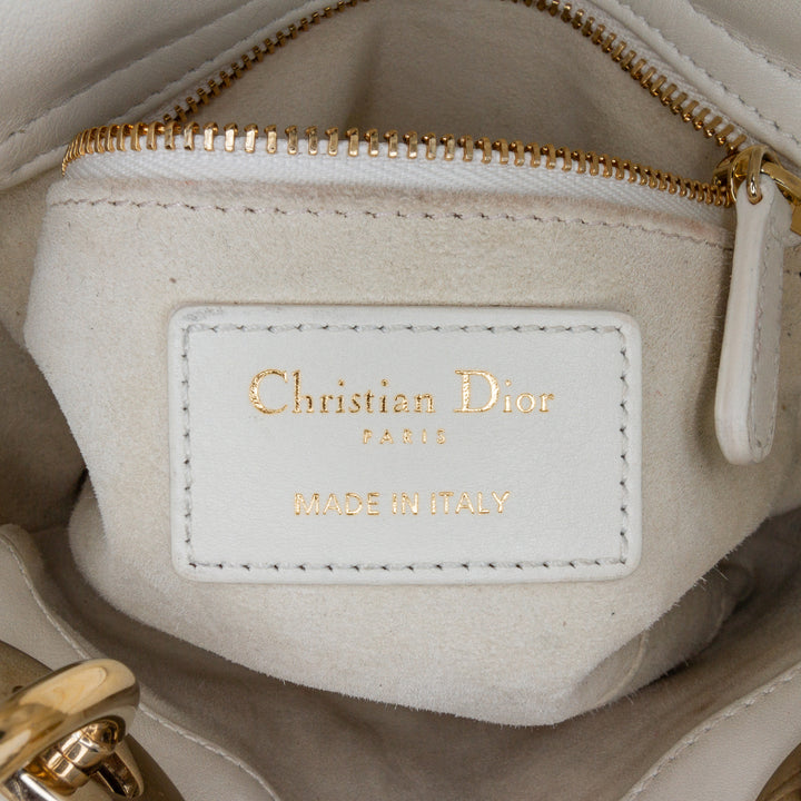 Mini Lambskin Cannage DiorAmour Chinese Valentines Lady Dior White - Gaby Paris
