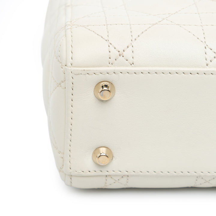 Mini Lambskin Cannage DiorAmour Chinese Valentines Lady Dior White - Gaby Paris