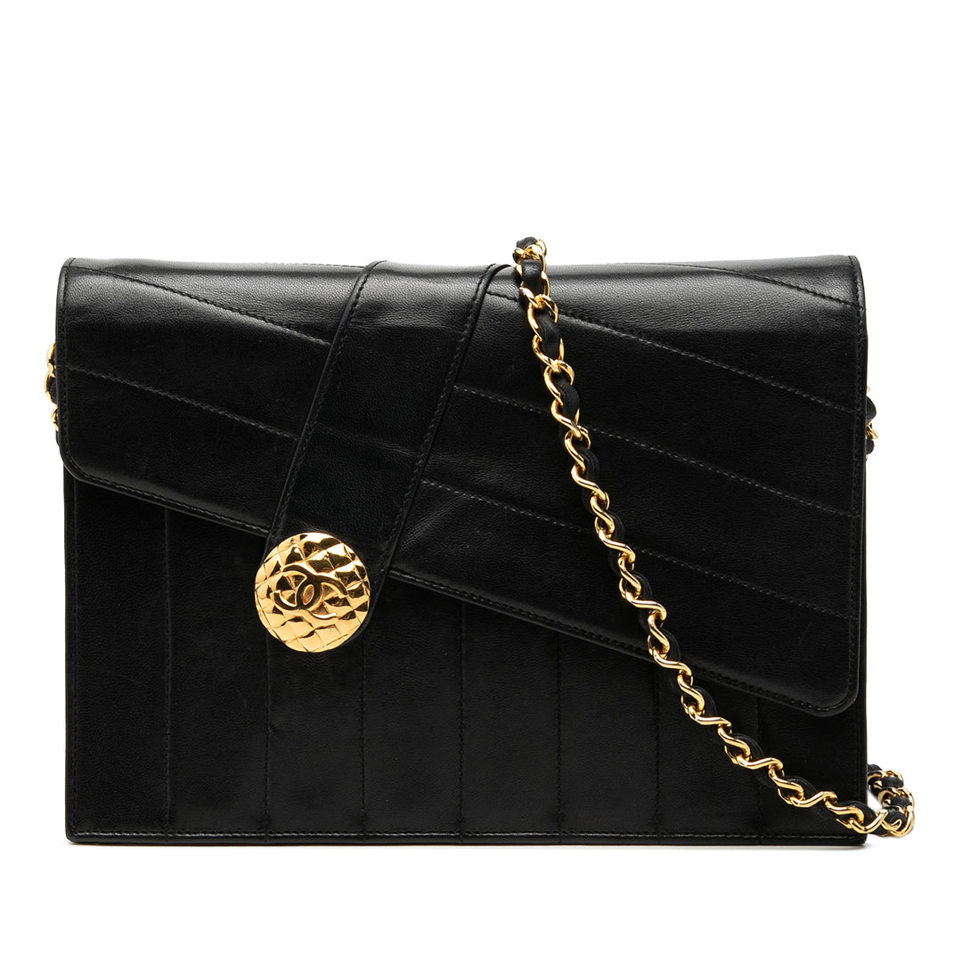 Chanel CC Vertical et Diagonal Matelassé Cuir de veau Envelope à rabat