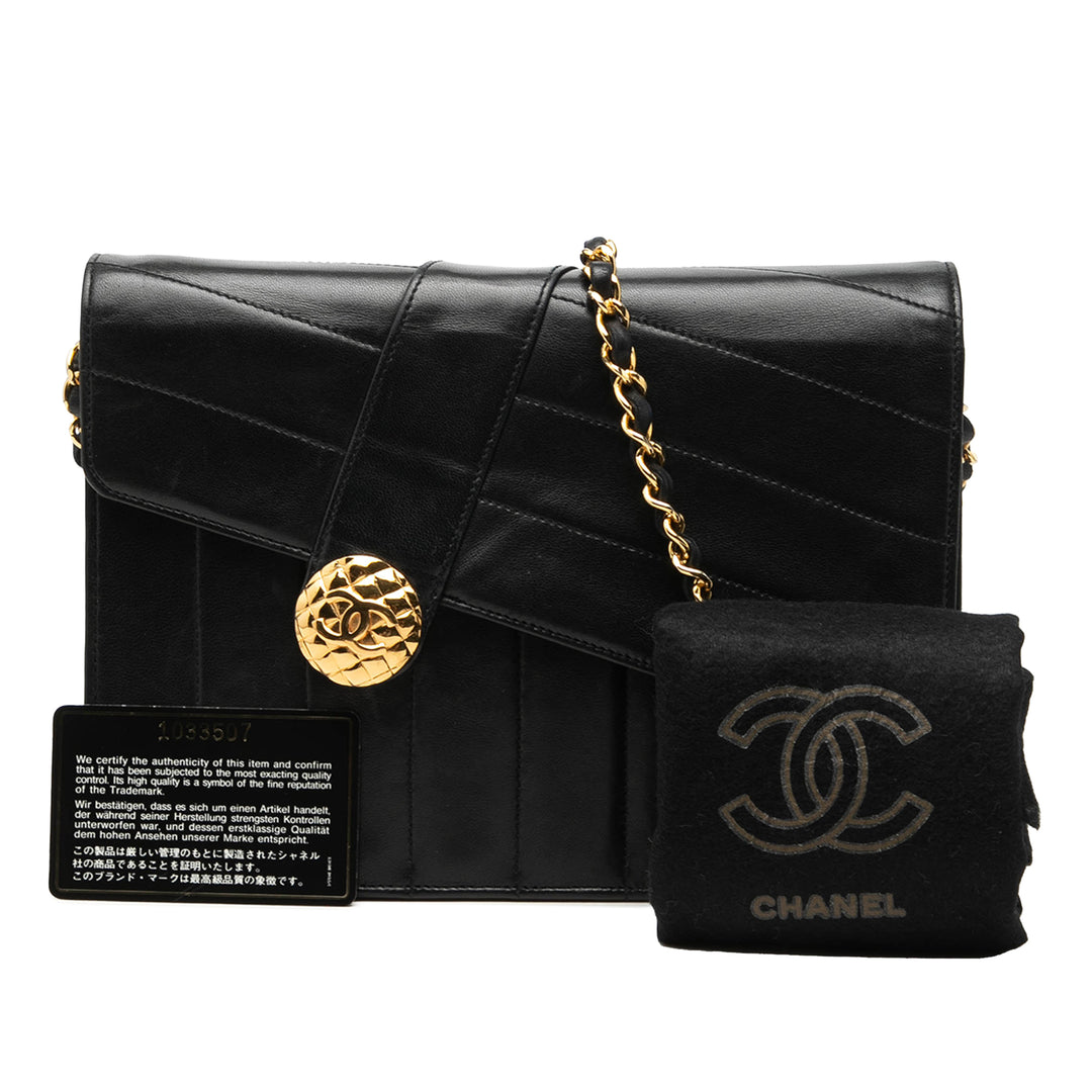 Chanel CC Vertical et Diagonal Matelassé Cuir de veau Envelope à rabat
