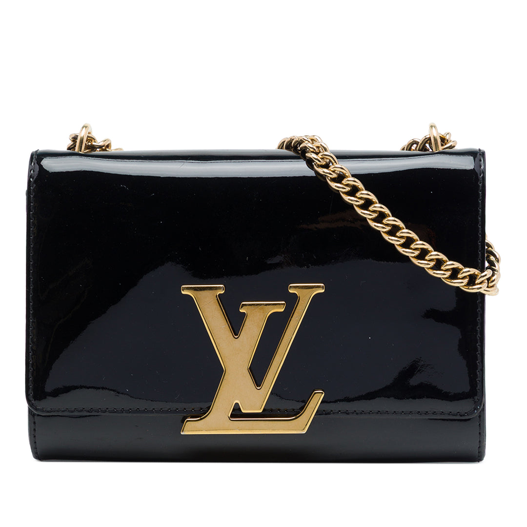 Louis Vuitton Sac bandoulière Vernis Louise Sliding Chaîne MM Noir – vue principale – GABY PARIS