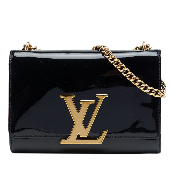 Louis Vuitton Sac bandoulière Vernis Louise Sliding Chaîne MM Noir – vue principale – GABY PARIS