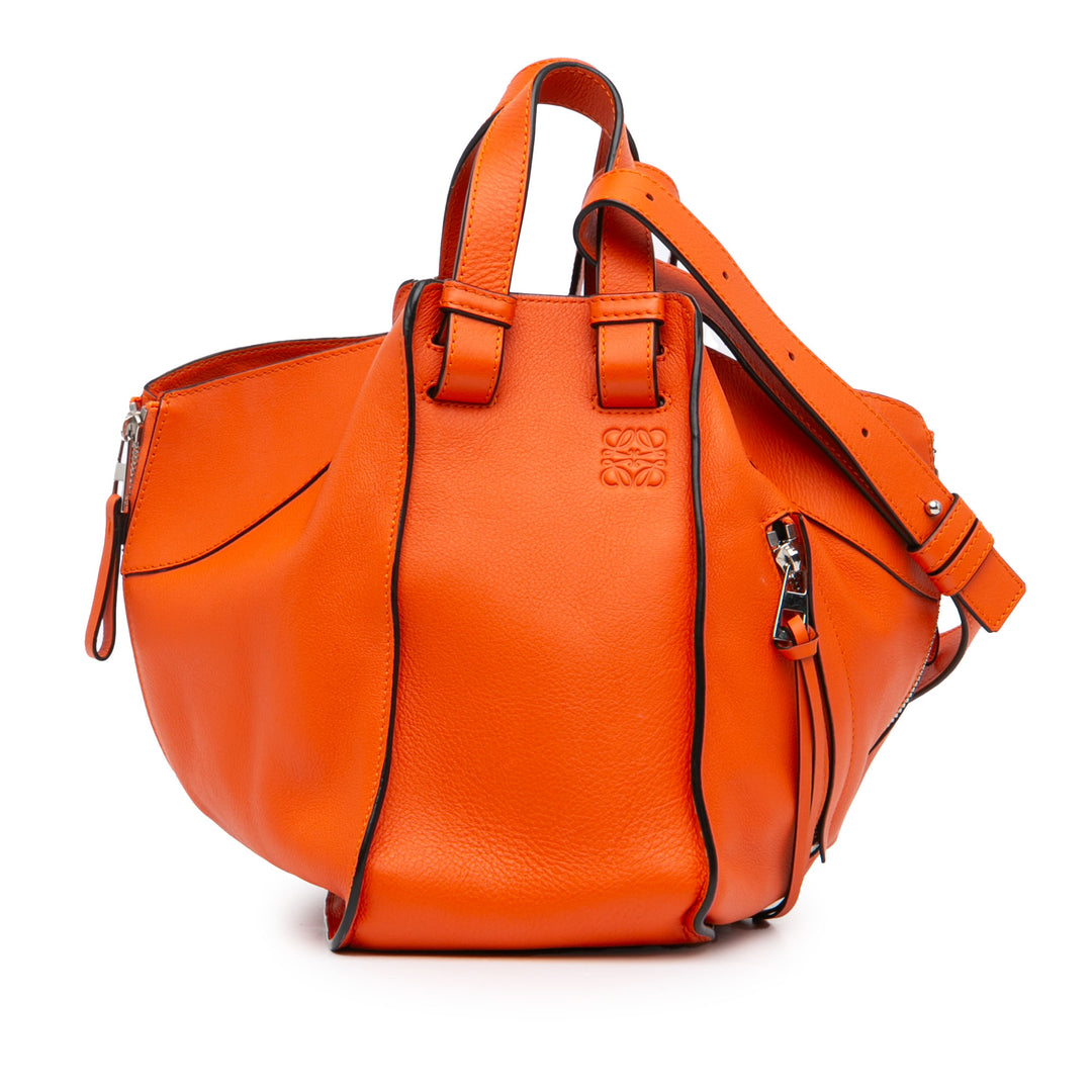 Small Leather Hammock Satchel Orange - Gaby Paris