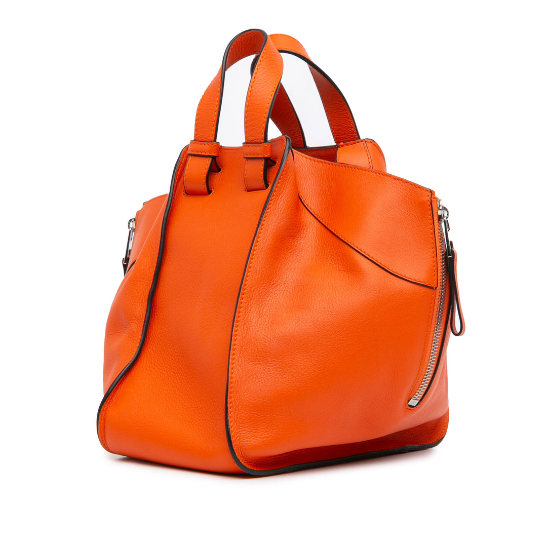 Small Leather Hammock Satchel Orange - Gaby Paris