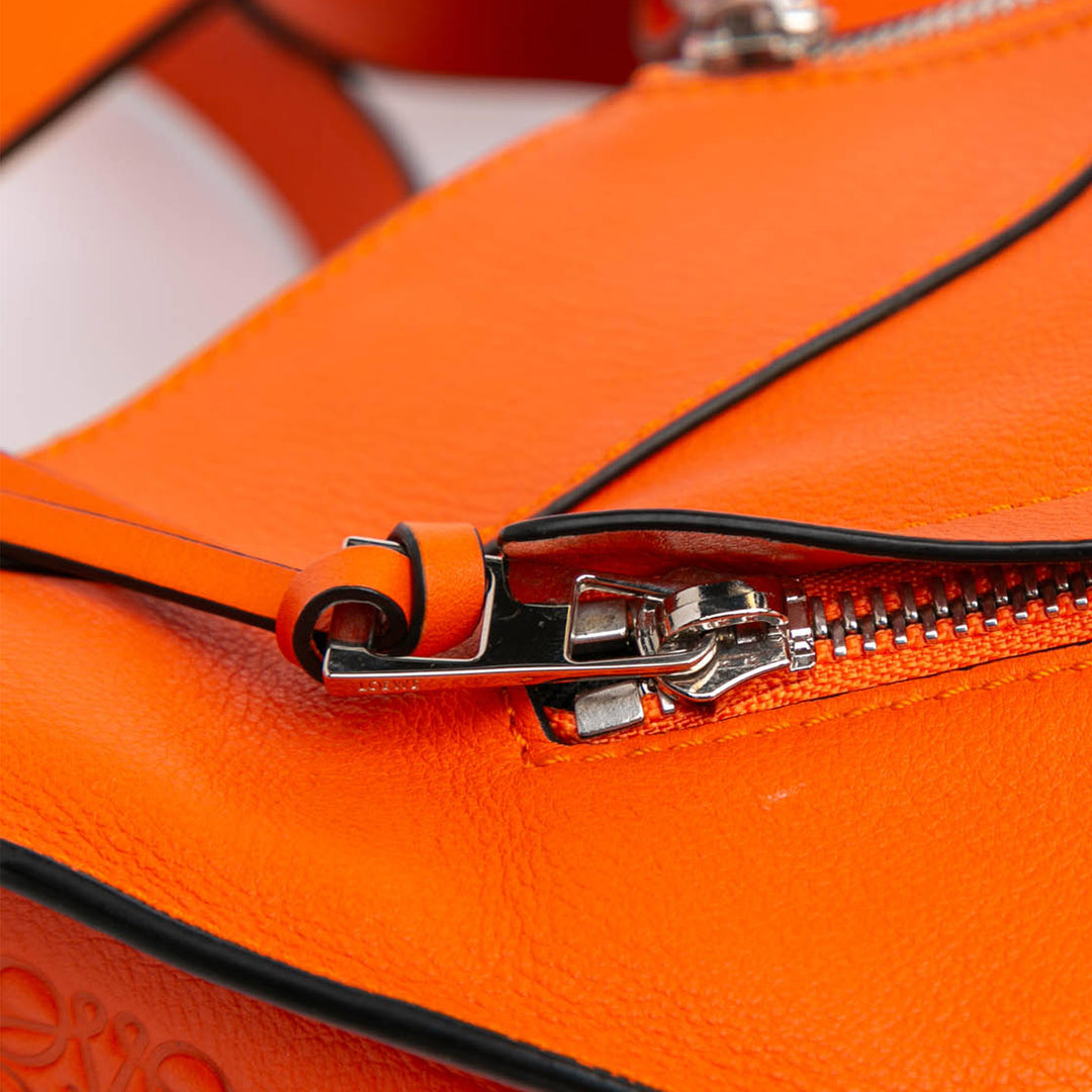 Small Leather Hammock Satchel Orange - Gaby Paris