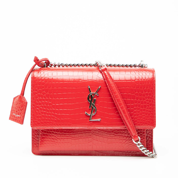 Saint Laurent Medium Croc embossé Monogram Sunset Bag