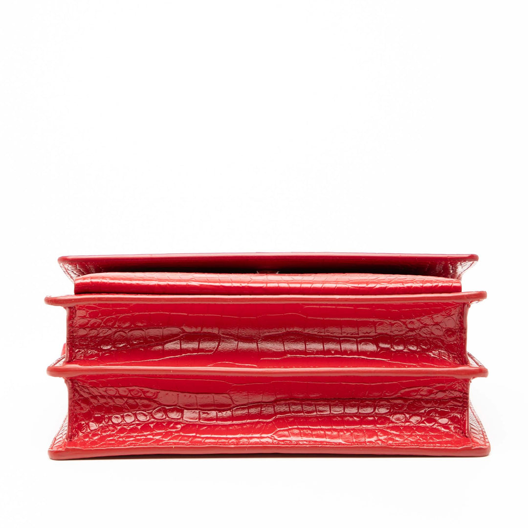 Saint Laurent Medium Croc embossé Monogram Sunset Bag