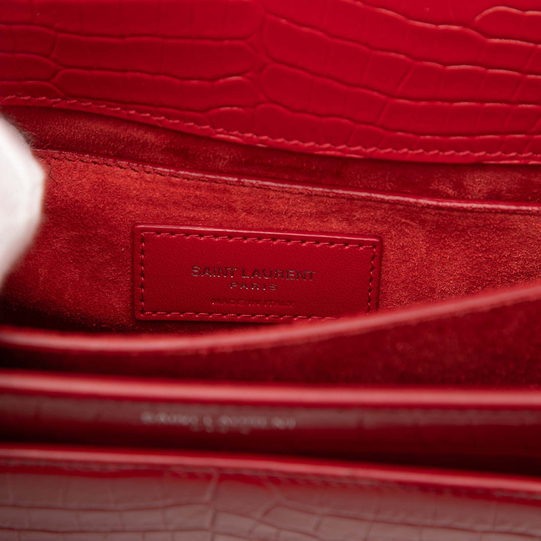 Saint Laurent Medium Croc embossé Monogram Sunset Bag
