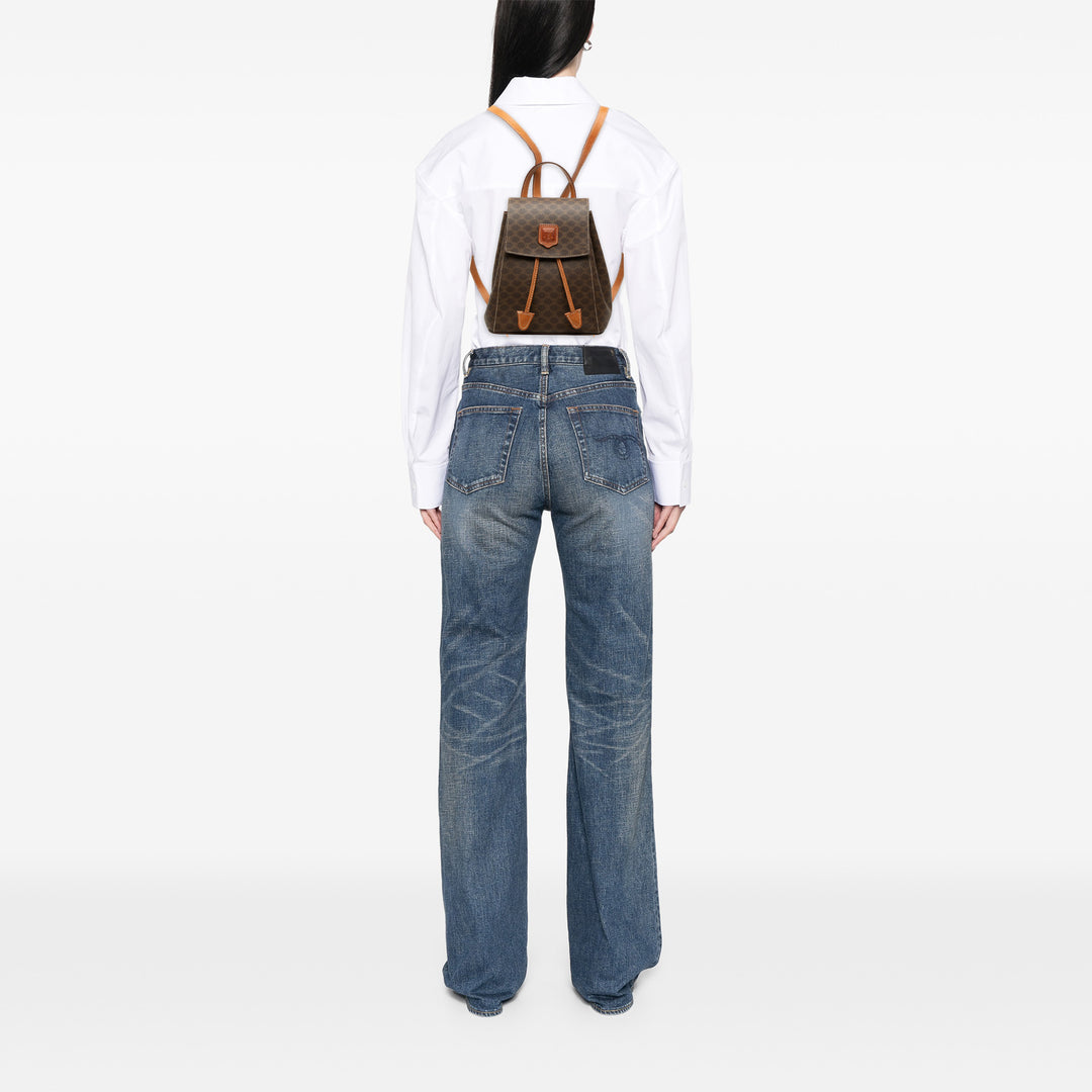 Celine Macadam Sac à dos Mini Toile enduite Marron – vue 6 – GABY PARIS
