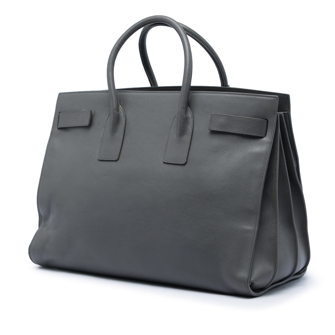 Sac De Jour Cabas Grand Cuir de veau lisse Gris