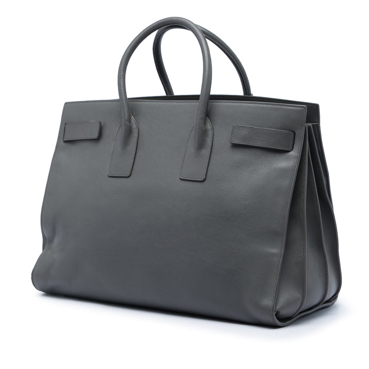 Sac De Jour Cabas Grand Cuir de veau lisse Gris