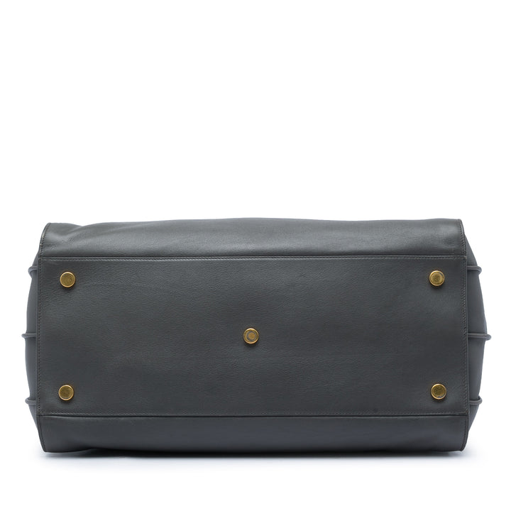 Sac De Jour Cabas Grand Cuir de veau lisse Gris