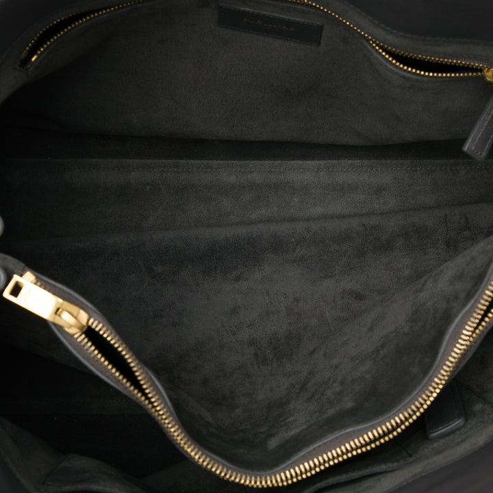 Sac De Jour Cabas Grand Cuir de veau lisse Gris