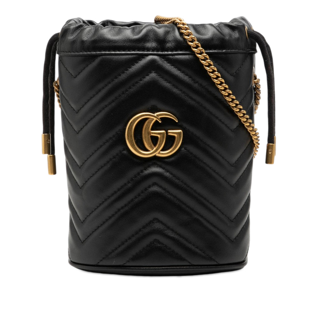 GG Marmont Matelasse Sac seau Petit Noir