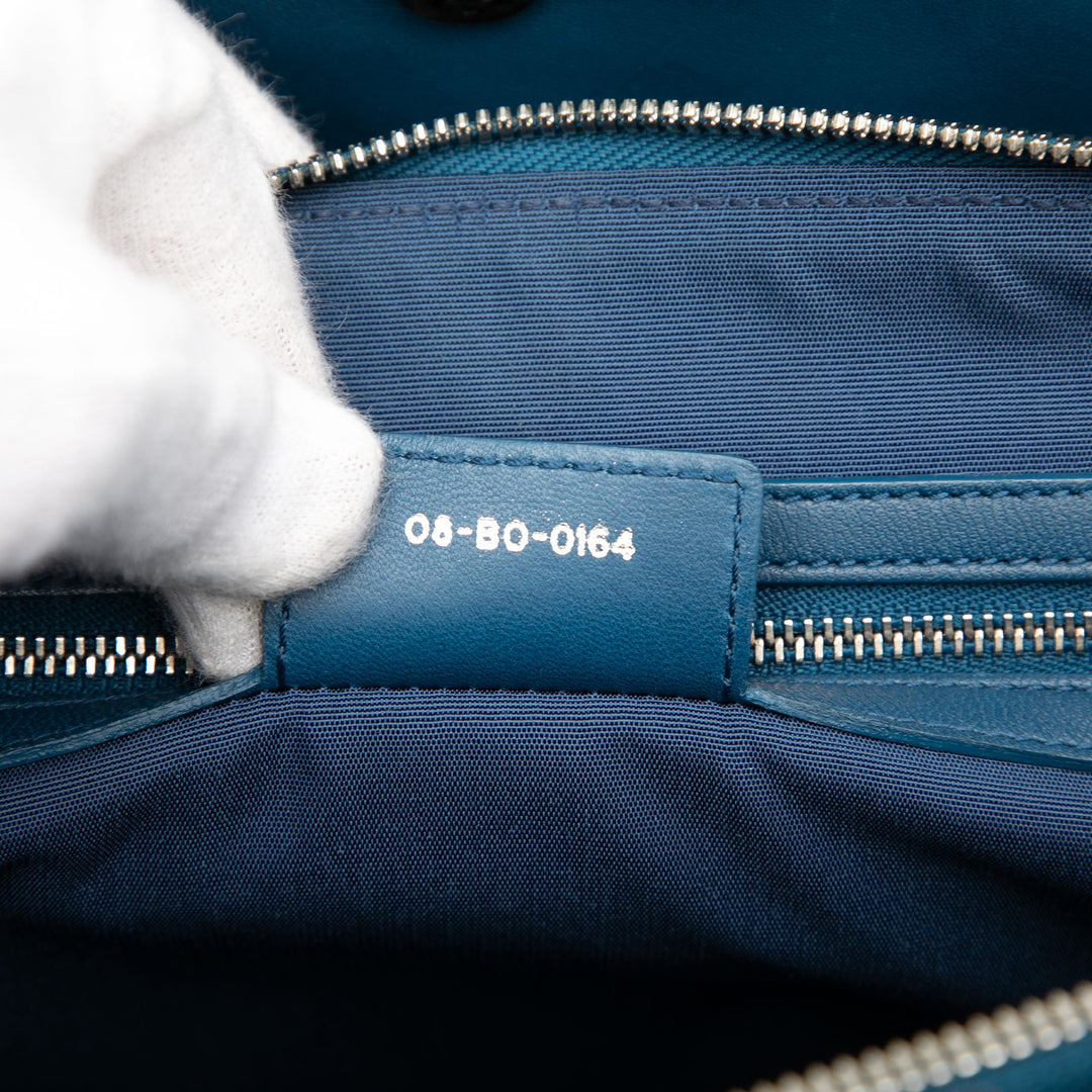 Dior Cannage Souple Zippé Lady Dior Cabas Grand Cuir d'agneau Bleu