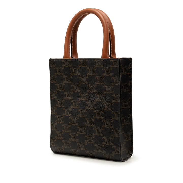Celine Triomphe Cabas vertical Mini Triomphe enduite Marron