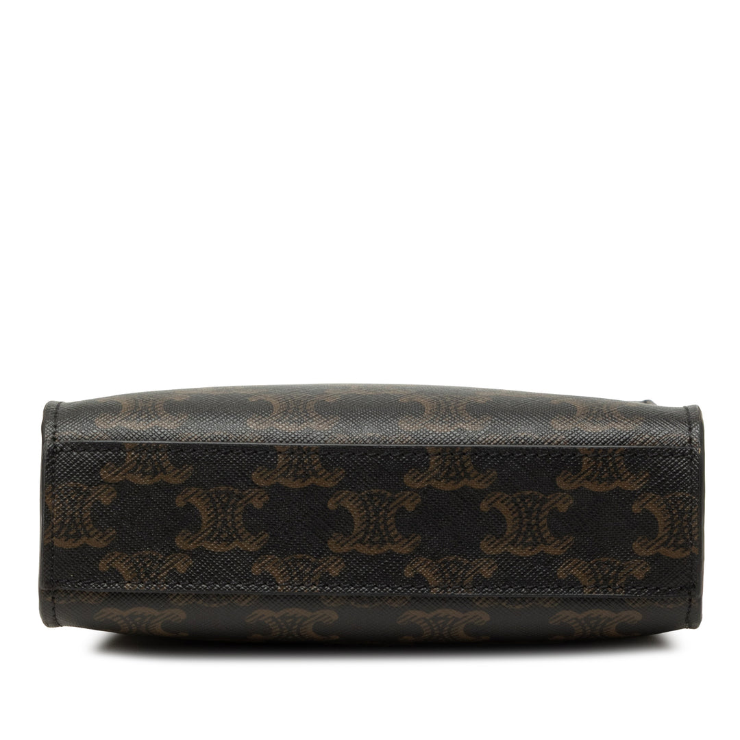 Celine Triomphe Cabas vertical Mini Triomphe enduite Marron