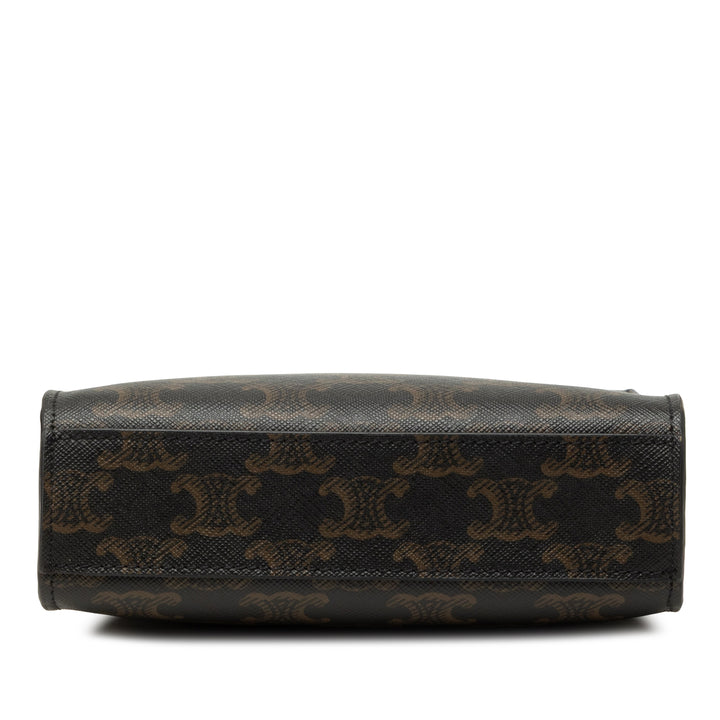 Celine Triomphe Cabas vertical Mini Triomphe enduite Marron