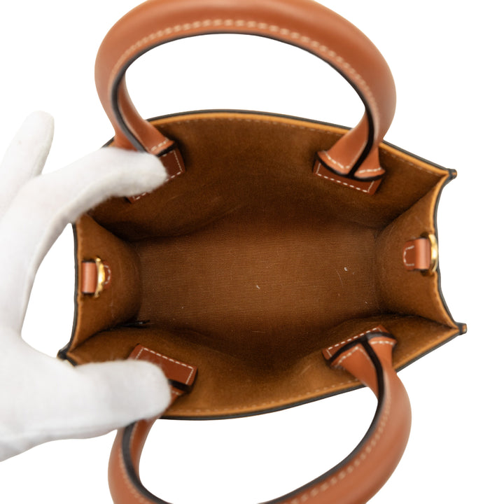 Celine Triomphe Cabas vertical Mini Triomphe enduite Marron