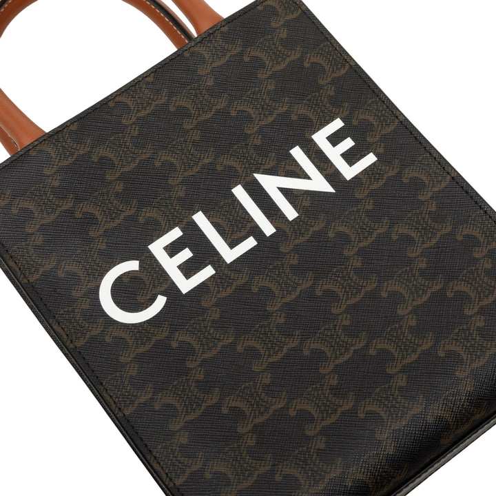 Celine Triomphe Cabas vertical Mini Triomphe enduite Marron