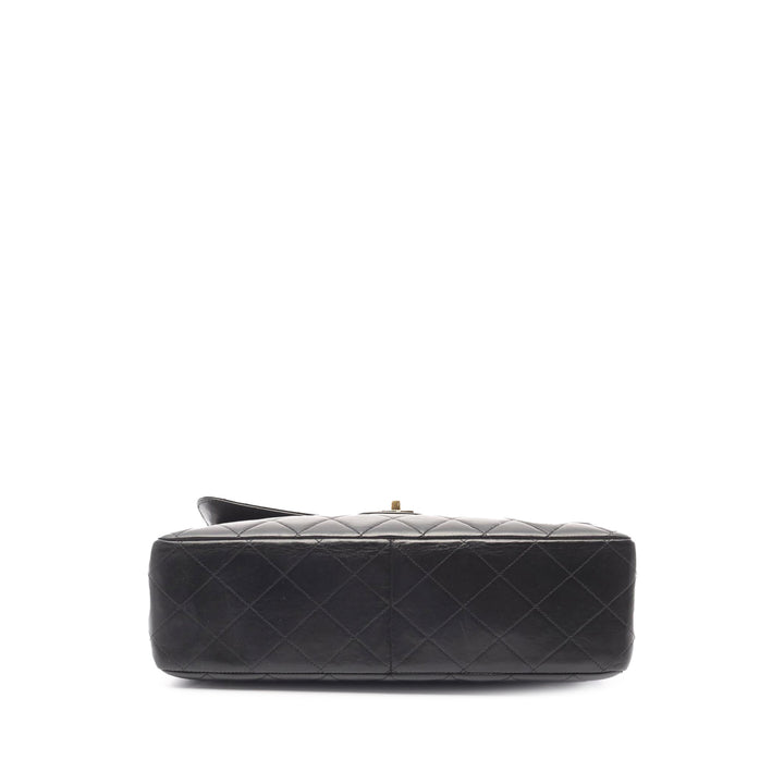 Jumbo Classic Lambskin Single Flap Black - Gaby Paris