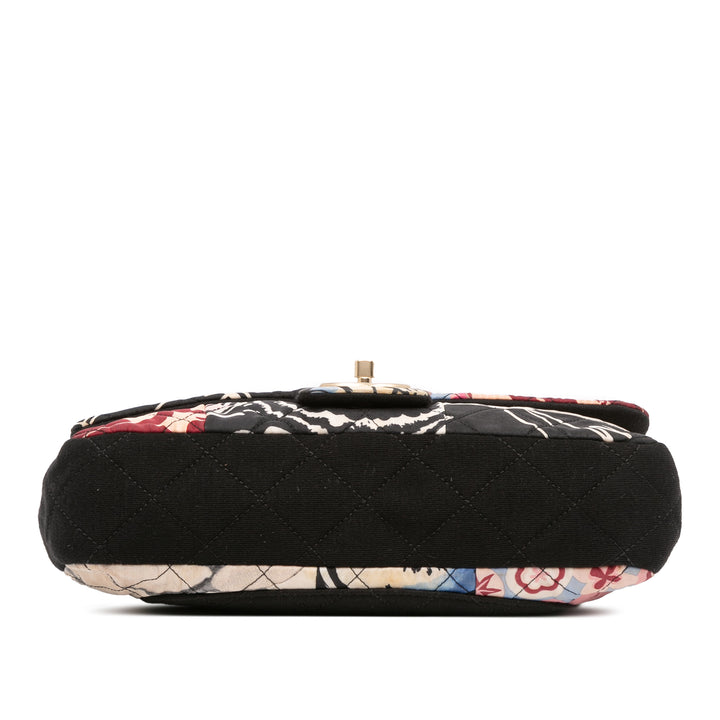 Chanel Medium Printed Nylon and Jersey Patchwork Simple rabat Noir