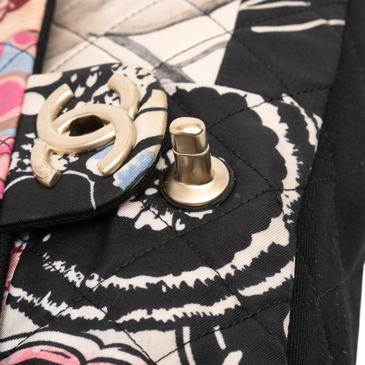 Chanel Medium Printed Nylon and Jersey Patchwork Simple rabat Noir