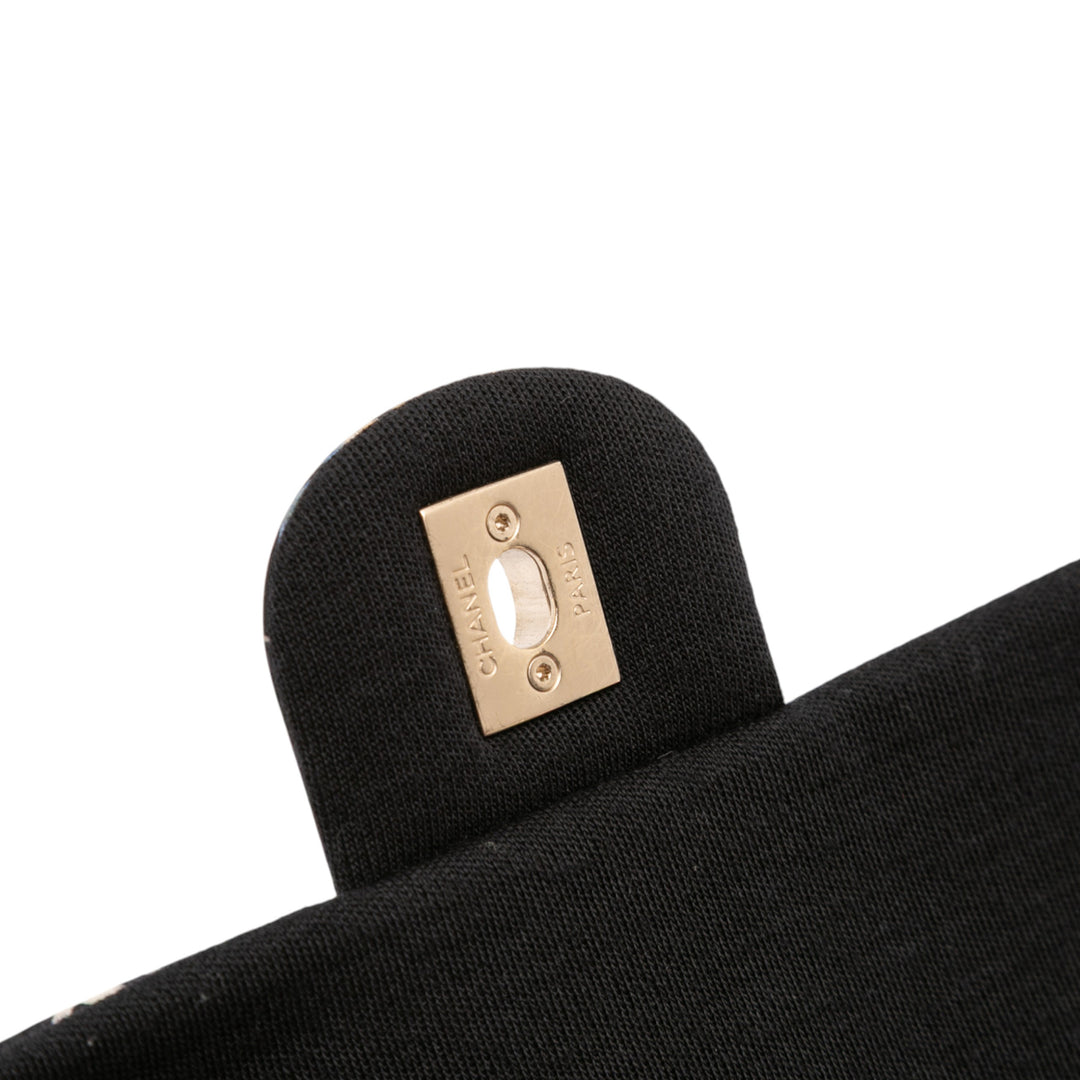 Chanel Medium Printed Nylon and Jersey Patchwork Simple rabat Noir