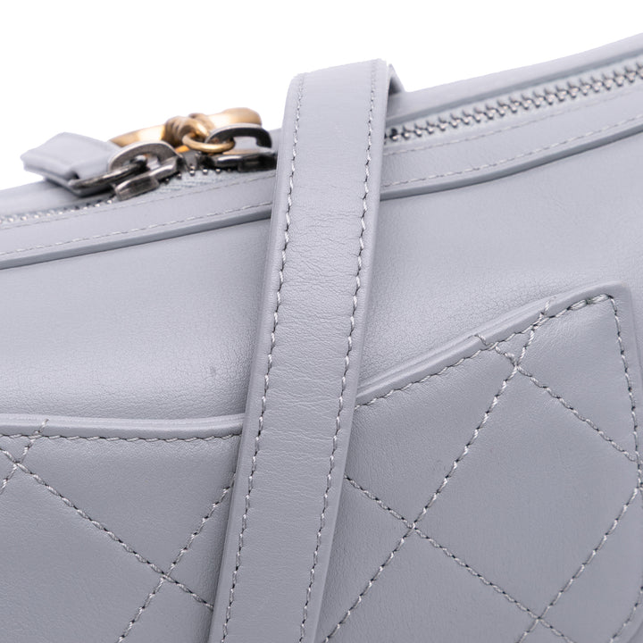 Calfskin Signature Chain 20s Bowling Bag Gray - Gaby Paris